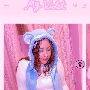 My violet Blue Bear Ear hat Scarf